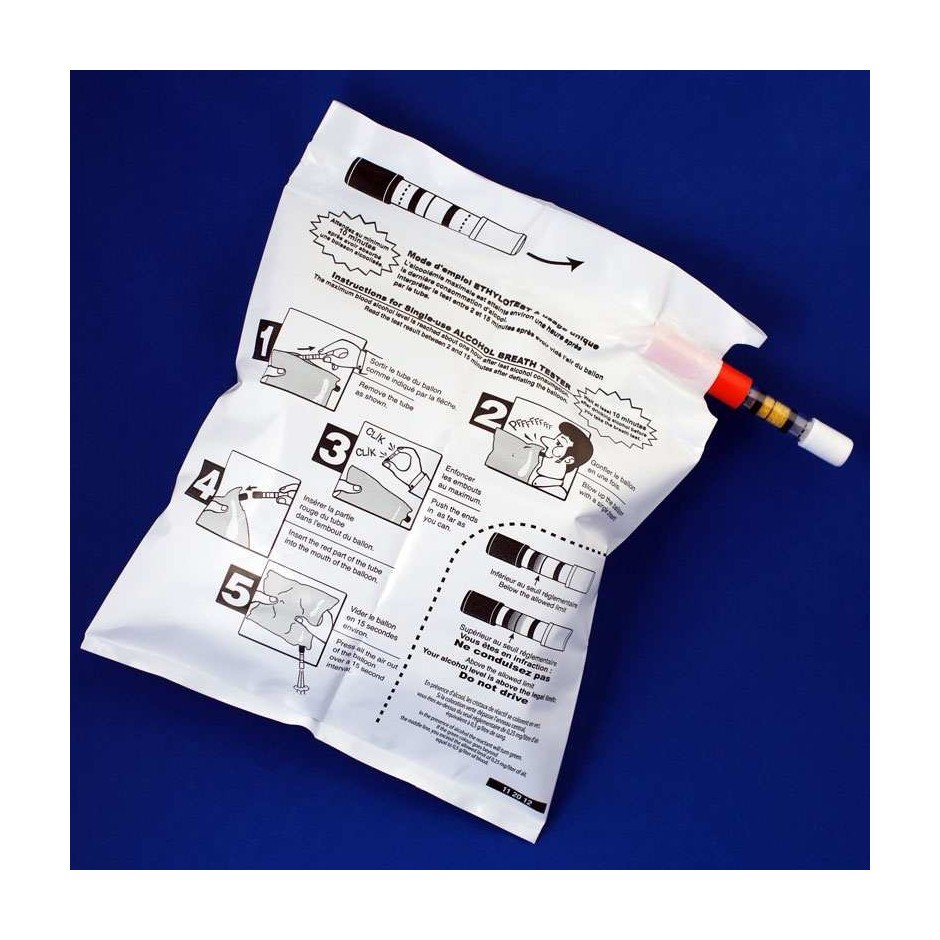 Lot de 10 Ethylotests à usage unique homologués NF