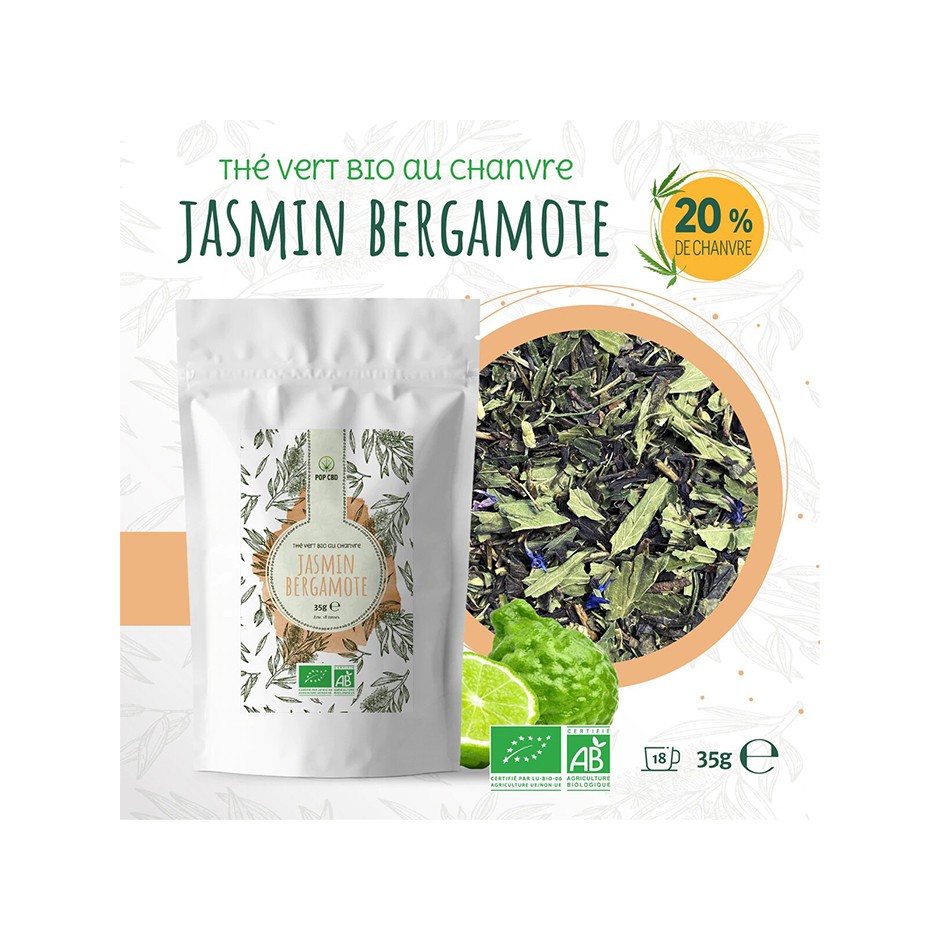 Organic green tea Hemp Jasmine Bergamot