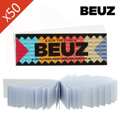 Boîte 50 Carnets Filtres Slim Tips Carton Blanc BEUZ
