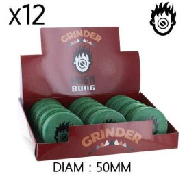 Boîte de 12 Grinders en chanvre 50 mm Kush Bong Green Organic