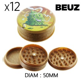 Boîte de 12 Grinders en chanvre Beuz Buds biodégradable marron 50mm