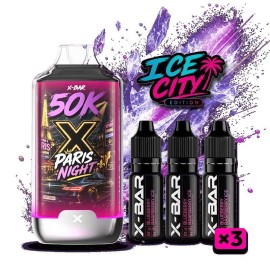 Kit Paris Night 50K Ice City X-BAR + 3 e-liquides 10 ml - 20 mg/ml