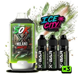 Kit X-BAR 50K Ice City Milano Mafia - Pomme Acidulée Glacée - 10 mg/ml
